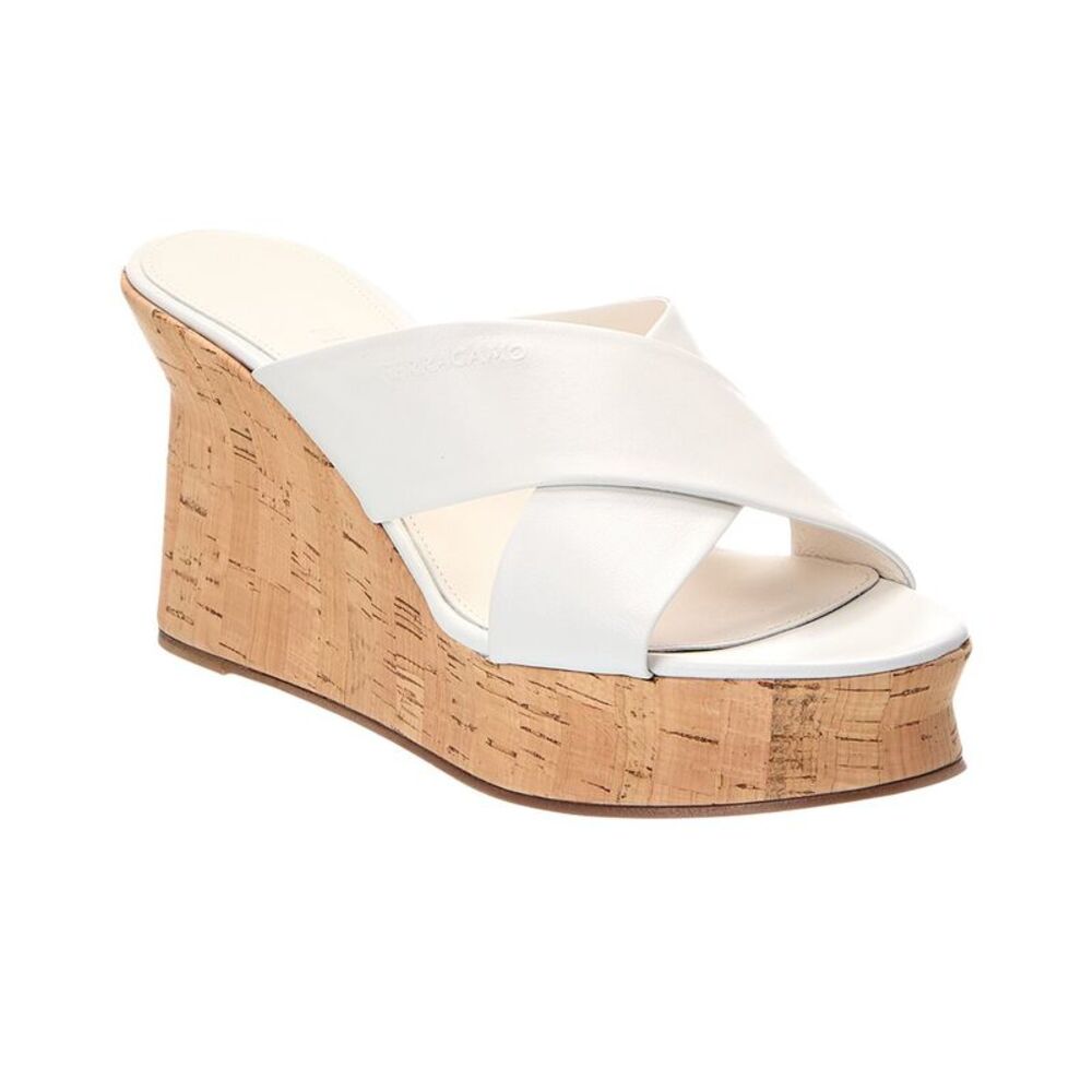 Ferragamo Ant 70 Leather Sandal, White